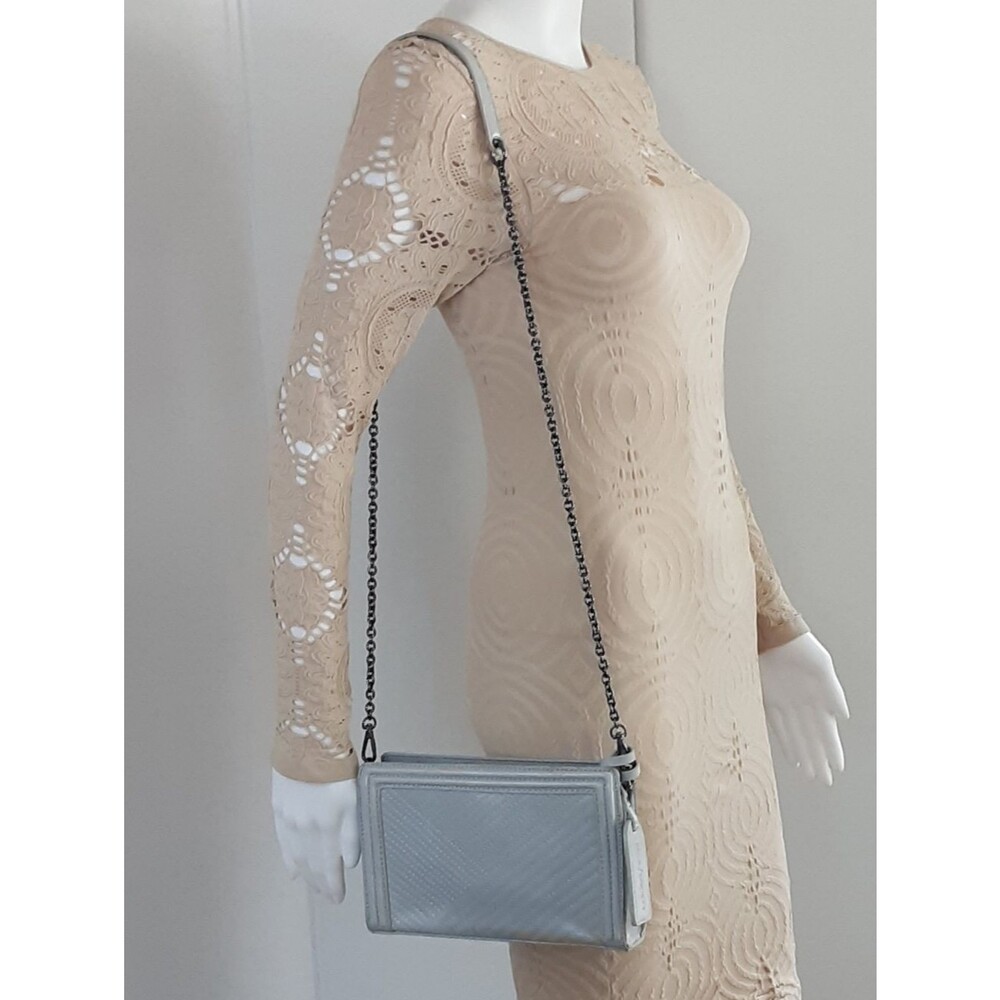 Sole Society Quilted Pale Gray Gun Metal Gray Chain Crossboby Bag